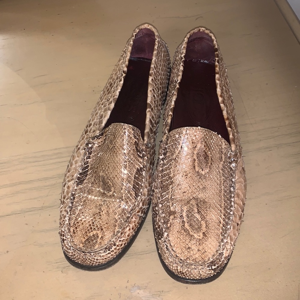 Tod's Brown Snakeskin Loafers